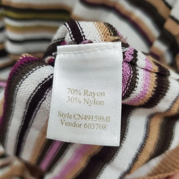 Caslon Women's Retro 70s‎ Stripe Drape Tunnel Neck 3/4 Textured Rayon Knit Top M - Picture 5 of 6